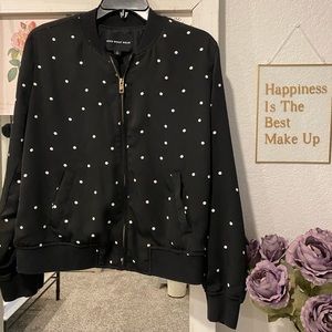 Who What Wear Polka Dot Bomber Jacket